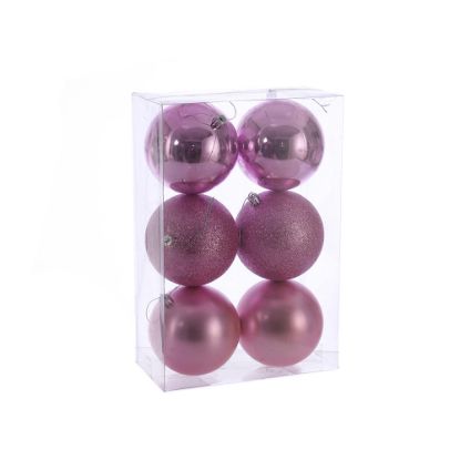 Picture of 10cm CHRISTMAS BAUBLES ASSORTED PINK X 6pcs