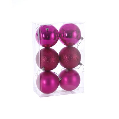 Picture of 10cm CHRISTMAS BAUBLES ASSORTED FUCHSIA X 6pcs