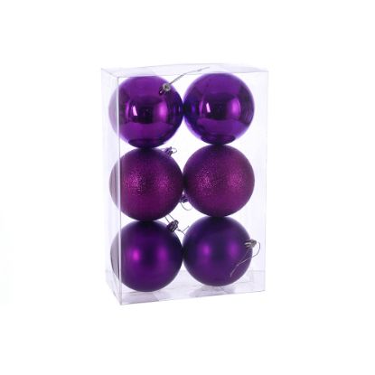 Picture of 10cm CHRISTMAS BAUBLES ASSORTED PURPLE X 6pcs