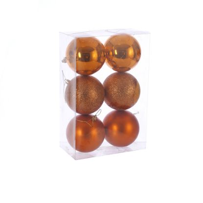 Picture of 10cm CHRISTMAS BAUBLES ASSORTED COPPER X 6pcs