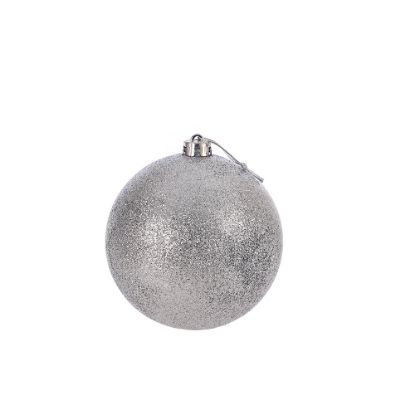 Picture of 15cm CHRISTMAS BAUBLE GLITTERED SILVER