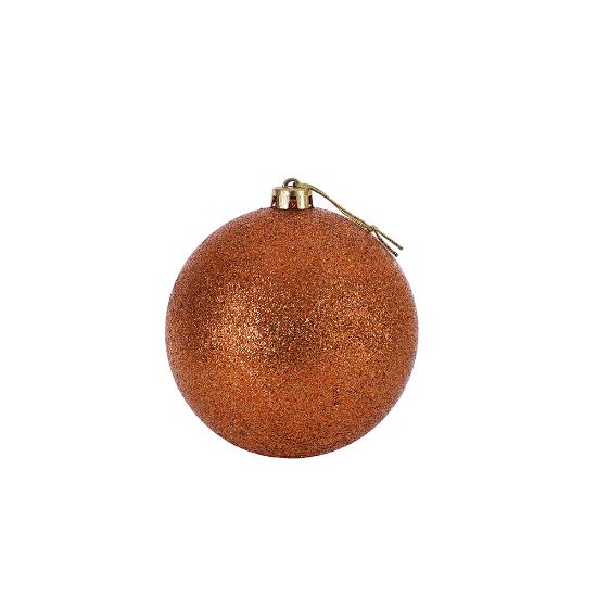 Picture of 15cm CHRISTMAS BAUBLE GLITTERED COPPER