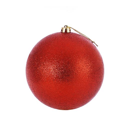 Picture of 20cm CHRISTMAS BAUBLE GLITTERED RED