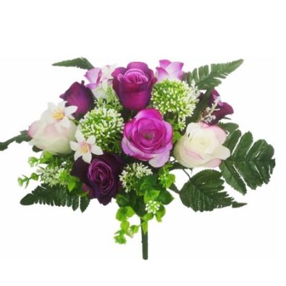 Picture of 38cm MIXED ROSE AND BERRY BUSH PURPLE/IVORY