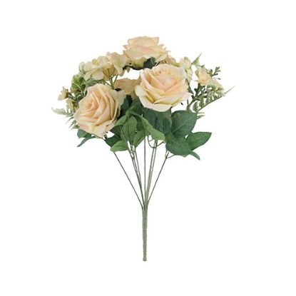 Picture of 44cm ROSE & HYDRANGEA BUSH WITH FERN PEACH MIX