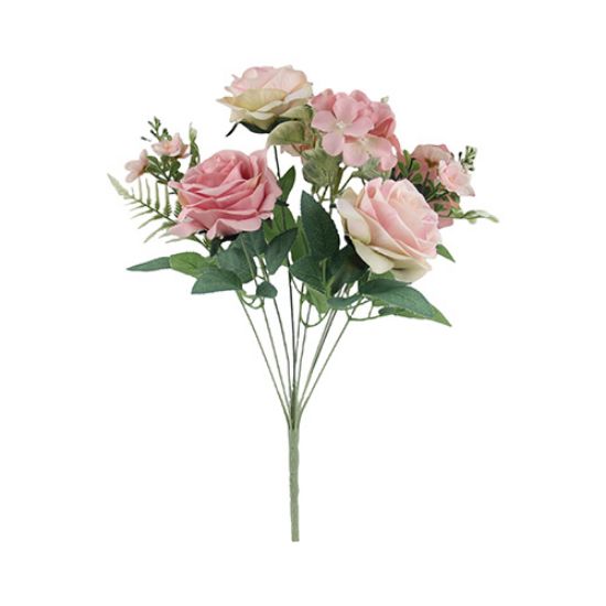 Picture of 44cm ROSE & HYDRANGEA BUSH WITH FERN PINK MIX