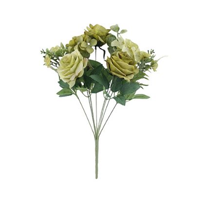 Picture of 44cm ROSE & HYDRANGEA BUSH WITH FERN GREEN MIX