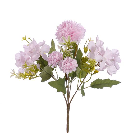 Picture of 30cm SPIKY MUM & HYDRANGEA MIXED BUSH LIGHT PINK
