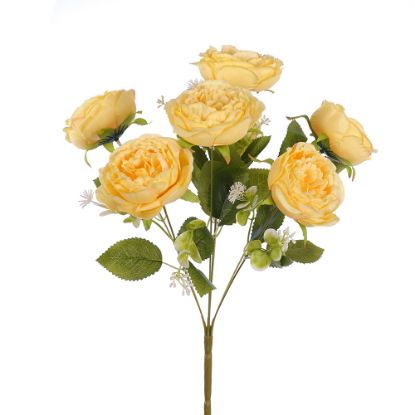 Picture of 42cm LARGE PEONY BUSH (7 HEADS) YELLOW