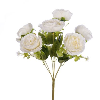 Picture of 42cm LARGE PEONY BUSH (7 HEADS) IVORY