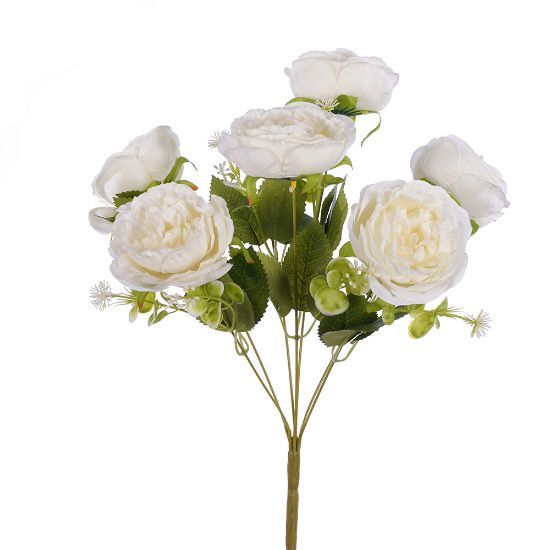 Picture of 42cm LARGE PEONY BUSH (7 HEADS) IVORY