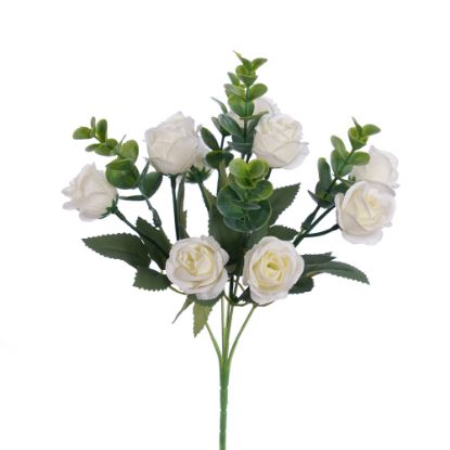 Picture of 28cm ROSE & EUCALYPTUS BUSH IVORY