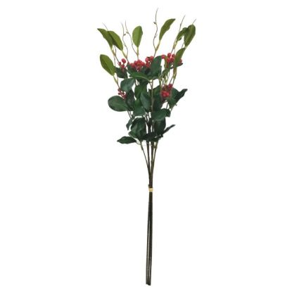 Picture of 62cm BERRY & FOLIAGE BUNDLE (3 STEMS) GREEN/RED