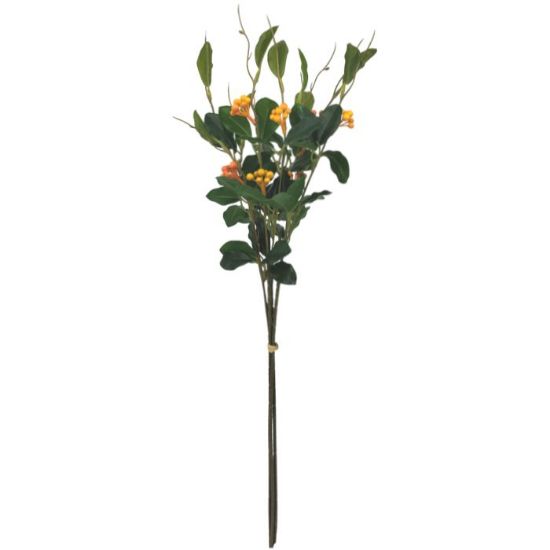 Picture of 62cm BERRY & FOLIAGE BUNDLE (3 STEMS) GREEN/ORANGE