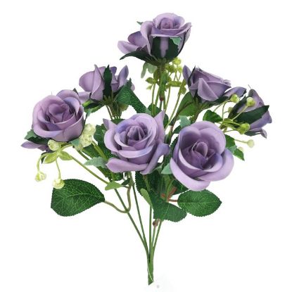 Picture of 31cm ROSE BUSH (10 HEADS) PURPLE
