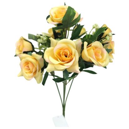 Picture of 31cm ROSE BUSH (10 HEADS) YELLOW/PINK