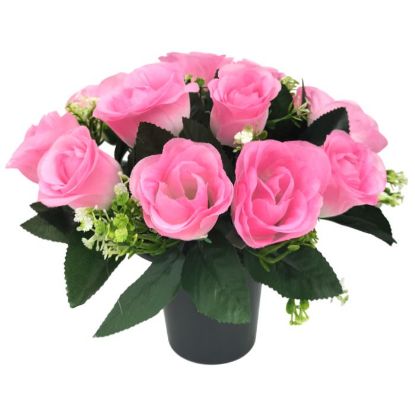Picture of CEMETERY POT WITH ROSEBUDS AND GYP (12 HEADS) PINK