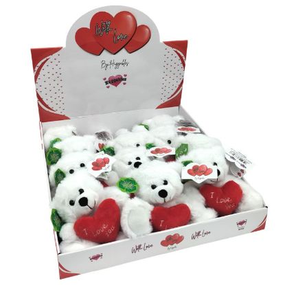 Picture of 15cm (6 INCH) I LOVE YOU BEAR WHITE/RED X 12pcs