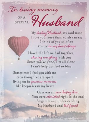 Picture of PLASTIC COATED MEMORIAL CARD X 6pcs - HUSBAND