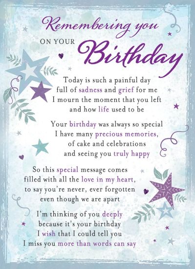 Picture of PLASTIC COATED MEMORIAL CARD X 6pcs - REMEMBERING YOU ON YOUR BIRTHDAY