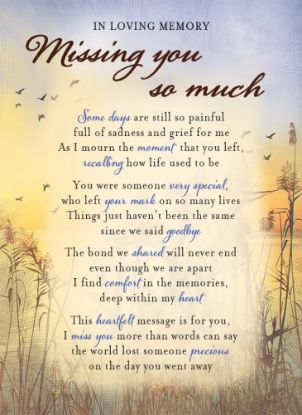 Picture of PLASTIC COATED MEMORIAL CARD X 6pcs - MISSING YOU