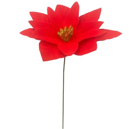 Picture of 13cm SINGLE VELVET TOUCH POINSETTIA ON 19cm STEM RED X 144pcs