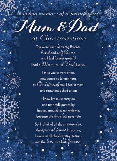 Picture of PLASTIC COATED MEMORIAL CARD X 6pcs - ILM OF A WONDERFUL MUM & DAD AT CHRISTMASTIME