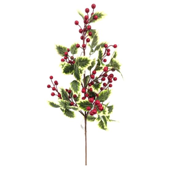 Picture of 66cm HOLLY SPRAY WITH BERRIES VARIEGATED