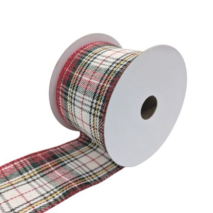 Picture of 63mm TARTAN FABRIC WIRED EDGE RIBBON RED/GREEN X 10yds