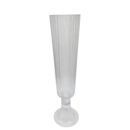 Picture of 56cm GLASS GIANT RIBBED CHAMPAGNE FLUTE VASE CLEAR