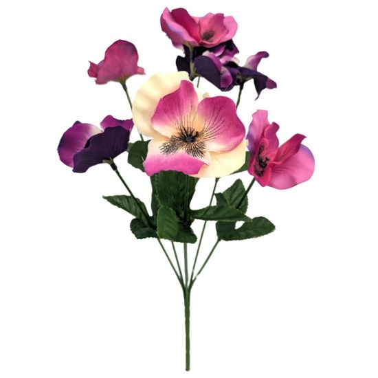Picture of 36cm MIXED PANSY BUSH CERISE/PURPLE