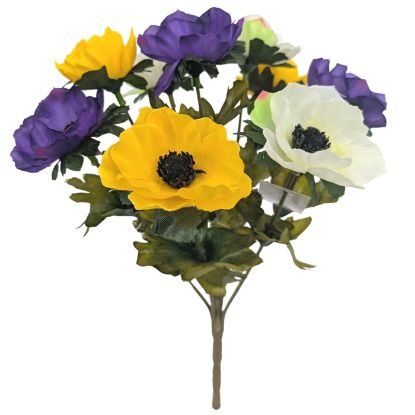 Picture of 31cm ANEMONE BUSH PURPLE/YELLOW/WHITE