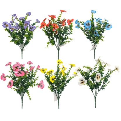Picture of 36cm PANSY & EUCALYPTUS BUSH ASSORTED X 48pcs