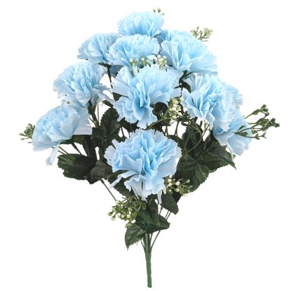 Picture of 46cm CARNATION BUSH WITH GYP (18 HEADS) BABY BLUE