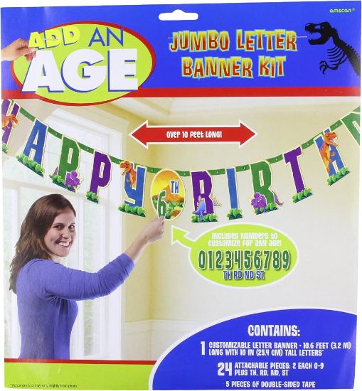 Picture of AMSCAN DINOSAUR ADD AN AGE JUMBO LETTER BANNER KIT