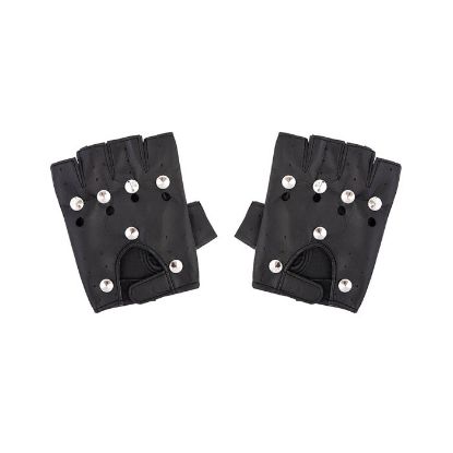 Picture of CHRISTYS DARK SIDE FINGERLESS STUDDED GLOVES BLACK