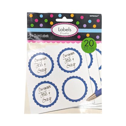 Picture of AMSCAN ETIQUETTES 5cm BLANK LABELS BLUE X 20pcs