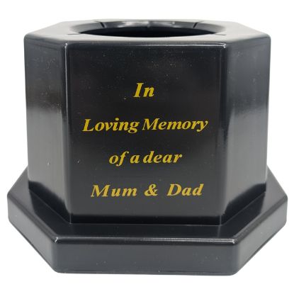 Picture of 18.5cm GRAVE VASE BLACK IN LOVING MEMORY OF A DEAR MUM & DAD