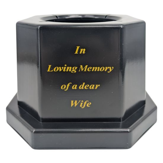 Picture of 18.5cm GRAVE VASE BLACK IN LOVING MEMORY OF A DEAR WIFE