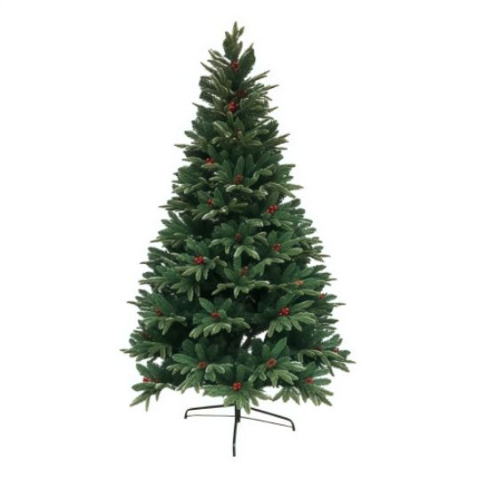 Picture of 1.8m (71") CHRISTMAS TREE GREEN WITH TOUCH OF SNOW CONES & BERRIES