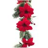 Picture of 175cm VELVET TOUCH POINSETTIA SPRUCE BERRY & HOLLY GARLAND RED