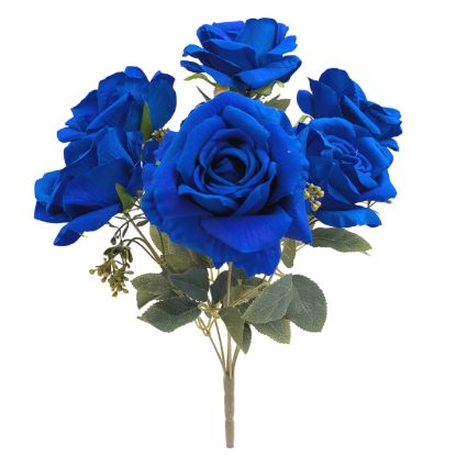 Picture of 45cm LARGE OPEN ROSE BUSH (7 HEADS) ROYAL BLUE
