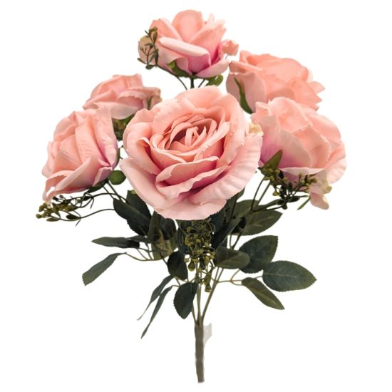 Picture of 45cm LARGE OPEN ROSE BUSH (7 HEADS) DUSTY PINK