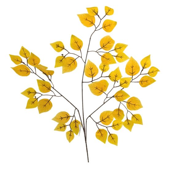 Picture of 65cm BIRCH LEAF SPRAY YELLOW/ORANGE X 12pcs